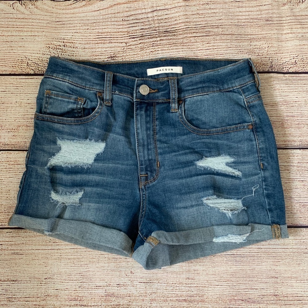 Pacsun The Shortie Distressed Denim Shorts